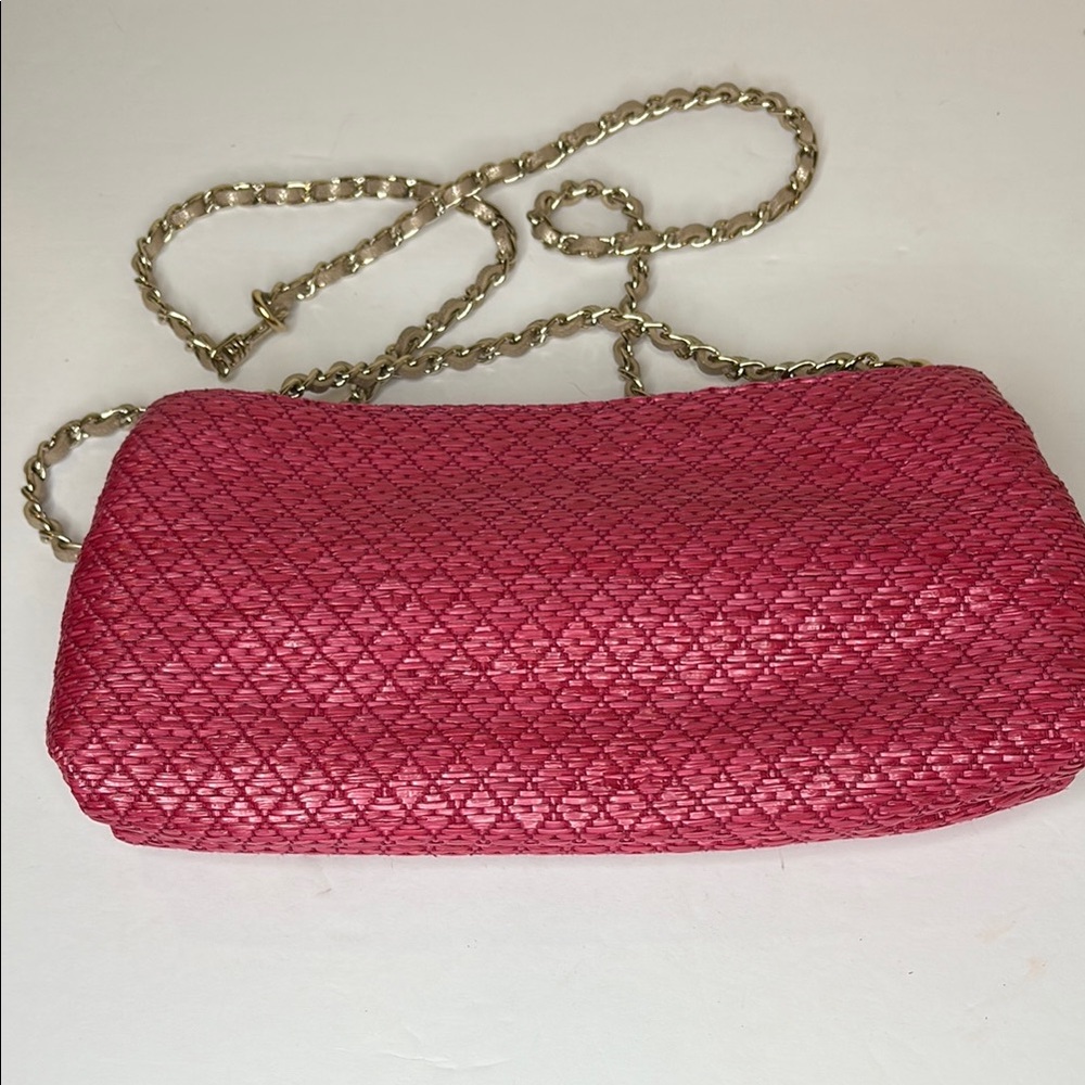 Elaine Turner Pink Quilted Women's Bag with Chain Strap and Bamboo detail - Picture 3 of 9